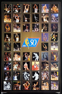 NBA 50th Anniversary (1996) Official 50 Greatest Basketball Players of All-Time Poster - Costacos Final Stock Collection