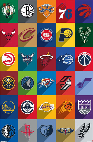 NBA Basketball Full Court Team Logos Poster (All 30 Teams) - Costacos Sports