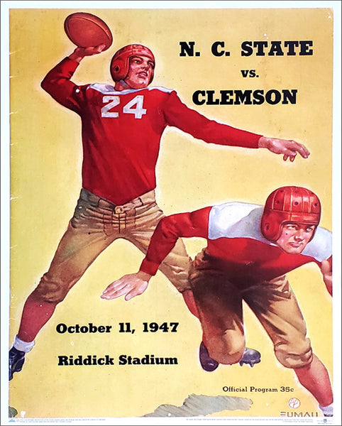 NC State Wolfpack vs. Clemson 1947 Vintage Program Cover Poster Print - Asgard Press