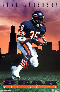 Neal Anderson "The Bear Necessity" Chicago Bears Vintage Original 1991 NFL Theme Action Poster - Costacos Final Stock Collection