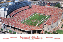 Nebraska Huskers Football Memorial Stadium "Here Come the Huskers" Aerial View Poster Print - Rick Anderson