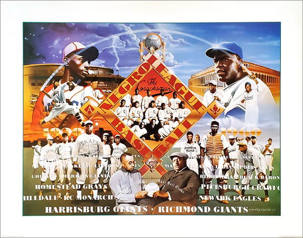 Negro Leagues Baseball Commemorative Collage Poster by Edward Clay Wright - Paloma Editions 1998