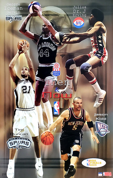 San Antonio Spurs New Jersey Nets ABA-NBA "Then And Now" Poster - Starline 2003