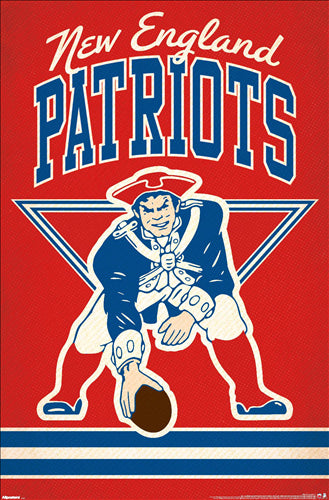 New England Patriots Retro-1970s-Style NFL Vintage Team Logo Poster - Costacos Sports