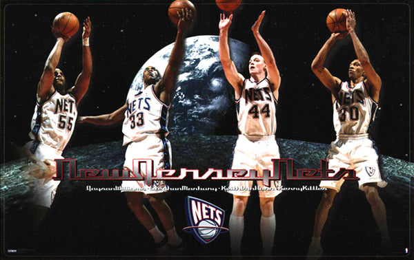 New Jersey Nets "All-World" Poster (Van Horn, Kittles, Marbury, Williams) - Costacos 1999