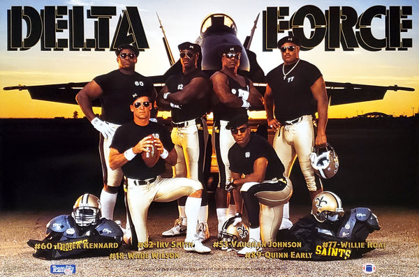 New Orleans Saints "Delta Force" Vintage 1993 Original NFL Poster - Costacos Final Stock Collection