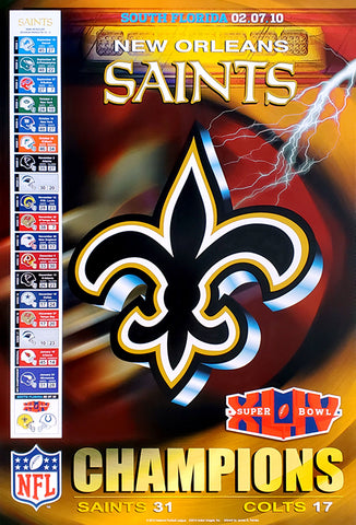 New Orleans Saints "Glory" Super Bowl XLIV Champions Commemorative Wall Poster - Action Images 2010