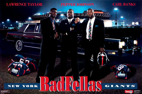 New York Giants "Badfellas" (LT, Pepper, Banks) Vintage 1991 Original NFL Poster - Costacos Final Stock Collection