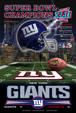 New York Giants "Super Season XLII" Super Bowl Champs Poster - Action Images 2008