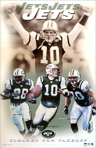New York Jets "Cleared for Takeoff" Poster (Chrebet, Martin, Pennington) - Starline 2003