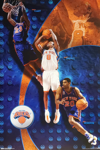 New York Knicks "Triple Action" Poster (Marcus Camby, Latrell Sprewell, Allan Houston) - Costacos 2002