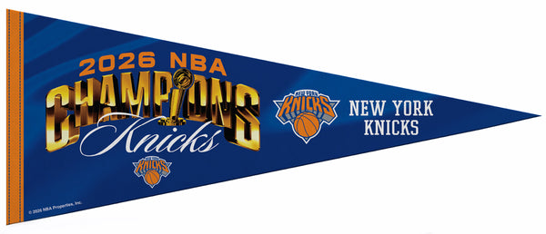 New York Knicks 2026 NBA CHAMPIONS Horizontal-Style Premium Felt Collector's Pennant - Rico Inc.