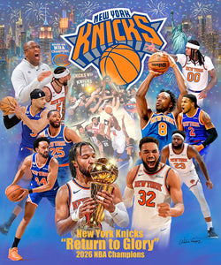 New York Knicks "Return to Glory" 2026 NBA Champions 20x24 Art Collage Poster - Wishum Gregory