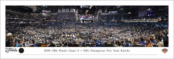 New York Knicks 2026 NBA Finals Championship Celebration Panoramic Poster Print - Blakeway Worldwide
