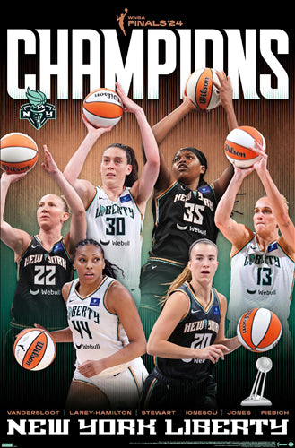 *SHIPS 11/4* New York Liberty 2024 WNBA Champions Official 6-Player Commemorative Wall Poster - Costacos Sports