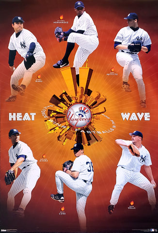 New York Yankees "Heat Wave" 6-Pitchers Poster (Rivera, Wells, Pettitte, Cone, Irabu, Hernandez, ) - Costacos 1998