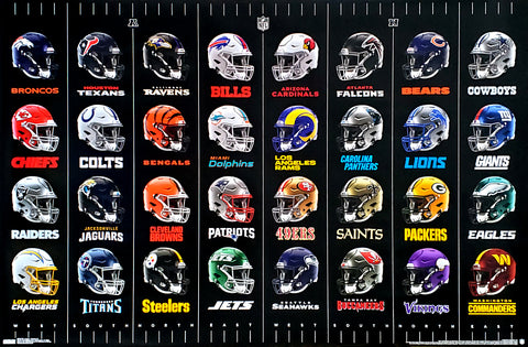 NFL Football Logos Official Wall Poster (All 32 Team Helmets) - Costacos Sports