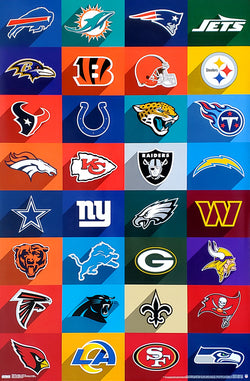 NFL FOOTBALL LOGOS All 32 Teams Official NFL Wall Poster - Costacos Sports