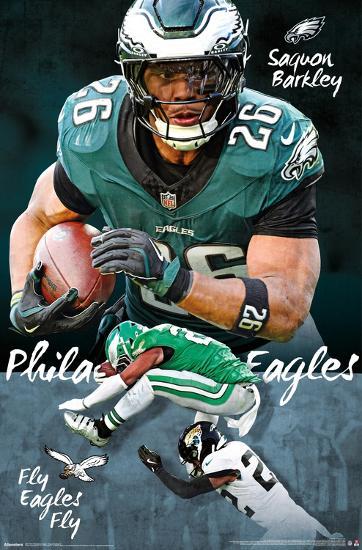 *SHIPS 2/27* Saquon Barkley "Fly Eagle Fly" Philadelphia Eagles NFL Action Wall Poster - Costacos Sports