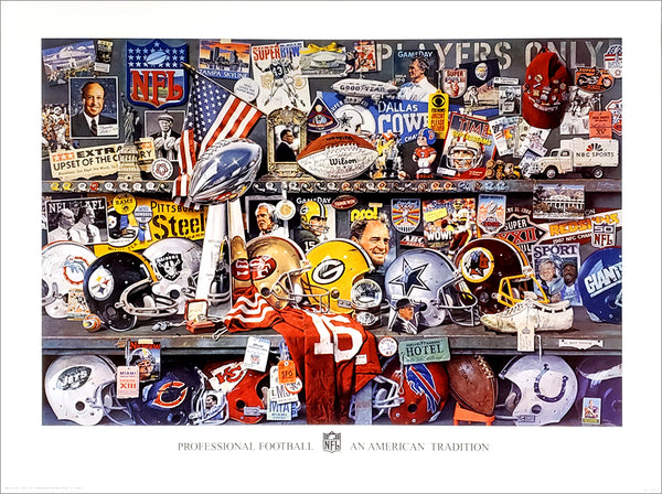 Super Bowl 25th Anniversary Collage "An American Tradition" Poster by Merv Corning