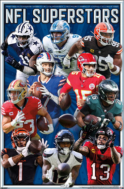 NFL Superstars In Action 2025 Poster (Saquon, McCaffrey, Allen, Mahomes,++) - Costacos Sports