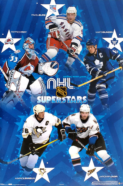 NHL Superstars 2002-03 Poster (Lemieux, Sundin, Bure, Jagr, Roy) - Costacos Sports