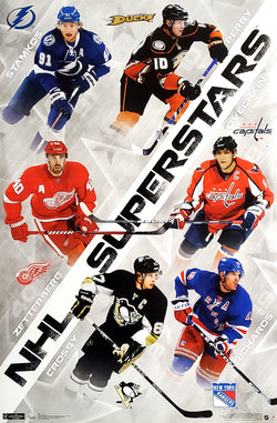 NHL Hockey "6 Superstars" Poster (Crosby, Ovechkin, Richards, Zetterberg, Perry, Stamkos) - Costacos 2011