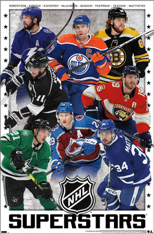 NHL Superstars 2023-24 Poster (McDavid, Matthews, Mackinnon, Pastrnak, Tkachuk, +) - Costacos Sports