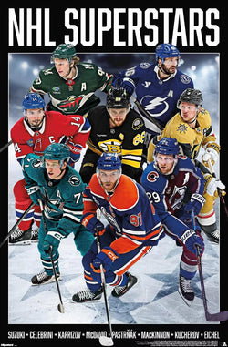 NHL Superstars 2026-27 Poster (McDavid, Celebrini, Mackinnon, Pastrnak, Kaprizov ++) - Costacos Sports