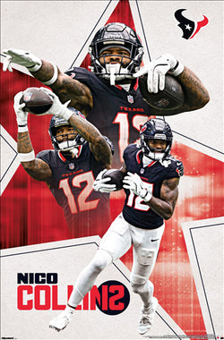 Nico Collins "Dynamo" Houston Texans NFL Football Action Poster - Costacos 2025