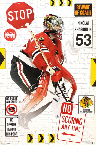 Nikolai Khabibulin "No Scoring" Chicago Blackhawks Goalie NHL Action Poster - Costacos 2005