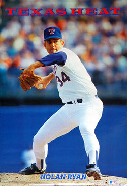 Nolan Ryan "Texas Heat" Texas Rangers Vintage Original 1990 MLB Action Poster - Costacos Final Stock Collection