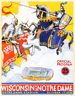 Notre Dame vs. Wisconsin Football 1936 Vintage NCAA Program Cover 22x28 Poster Reproduction