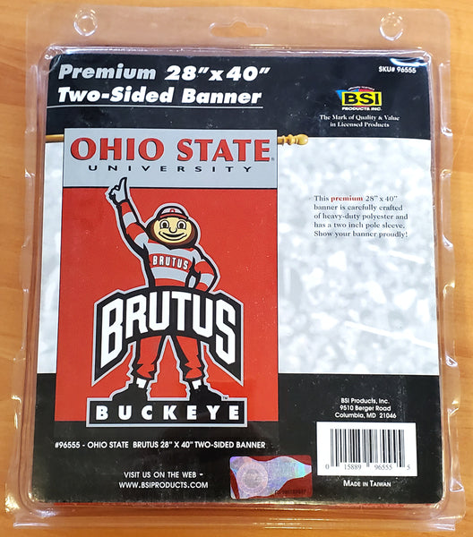 Ohio State Buckeyes "Brutus Buckeye" 28x40 Premium Banner - BSI Products