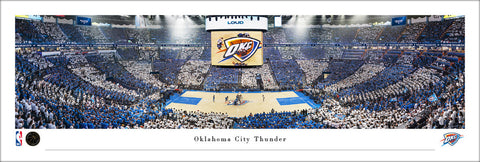 Oklahoma City Thunder NBA Game Night at Paycom Center Panoramic Poster Print - Blakeway Worldwide