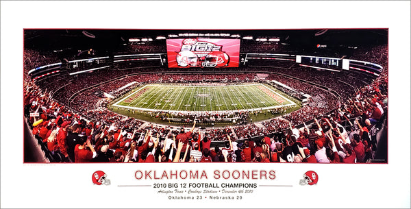 Oklahoma Sooners 2010 Big 12 Football Champs Premium Poster Print (Cowboys Stadium) - Rick Anderson Inc.