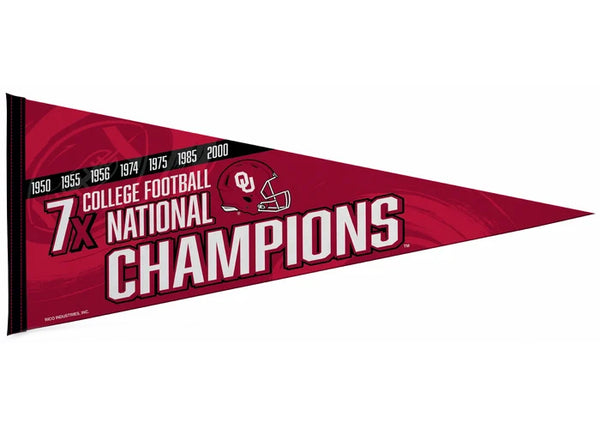 Oklahoma Sooners Football 7-Time NCAA National Champions Felt Pennant - Rico Inc.