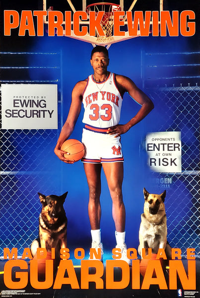 Patrick Ewing "Madison Square Guardian" New York Kincks Vintage Original 1989 NBA Theme Poster - Costacos Final Stock Collection