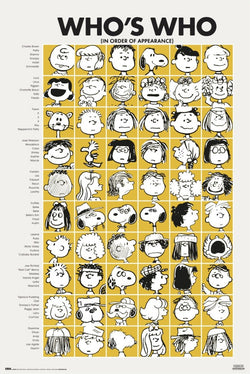 Peanuts by Charles M. Schulz "Who's Who" Official Cartoon Characters Wall Chart Poster - Grupo Erik
