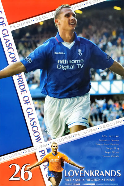 Peter Lovenkrands "Goal!" Glasgow Rangers SPL Football Soccer Poster - U.K. 2003