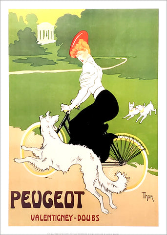 Peugeot Bicycles "Valentigney-Doubs" (c.1900) Vintage Poster Reproduction - Editions Clouet