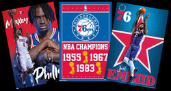 COMBO: Philadelphia 76ers Basketball 3-Poster Combo Set (Embiid, Maxey, Championship Posters)