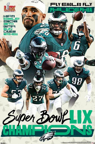 Philadelphia Eagles Super Bowl LIX (2025) CHAMPIONS 8-Player Commemorative Poster - Costacos Sports