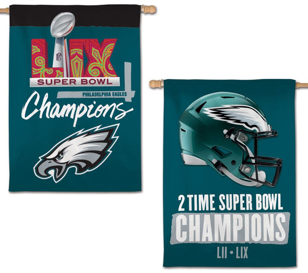 Philadelphia Eagles 2025 NFL Super Bowl Champions Commemorative 2-Sided 28x40 Banner Flag