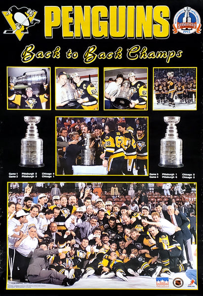 Pittsburgh Penguins 1992 Back-to-Back Stanley Cup Champions Commemorative 22x34 Wall Poster - Starline Inc.