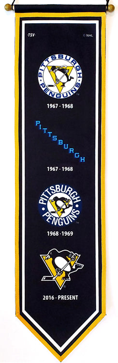 Pittsburgh Penguins Logo Heritage Premium Felt Wall Banner - The Sports Vault Canada