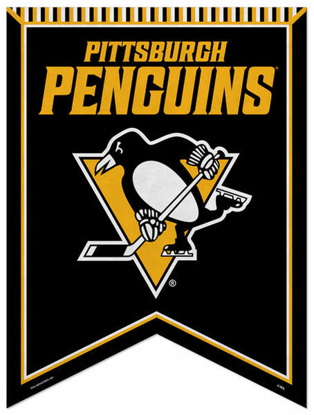 Pittsburgh Penguins NHL Hockey Team Premium Felt 18x24 Rafter Banner - Rico Inc.