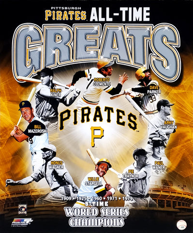 Pittsburgh Pirates "All-Time Greats" (9 Legends, 5 World Series) Commemorative Poster Print