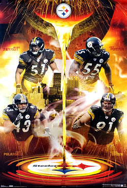 Pittsburgh Steelers "Molten Defense" Poster (Polamalu, Porter, Farrior, Smith) - Costacos 2005
