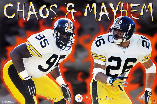 Pittsburgh Steelers "Chaos and Mayhem" Poster (Greg Lloyd, Rod Woodson) - Costacos Brothers 1996